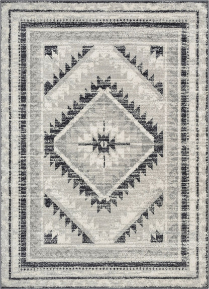 Pisa Aztec Tribal Southwestern Grey Rug