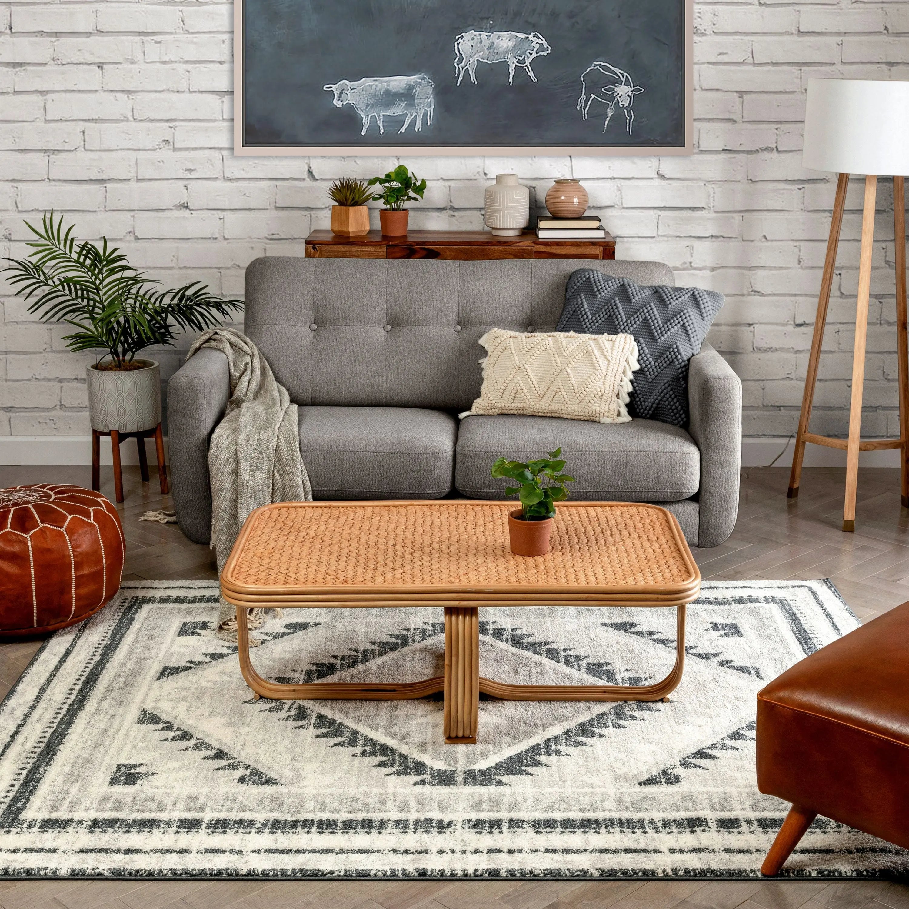 Pisa Aztec Tribal Southwestern Grey Rug Well Woven