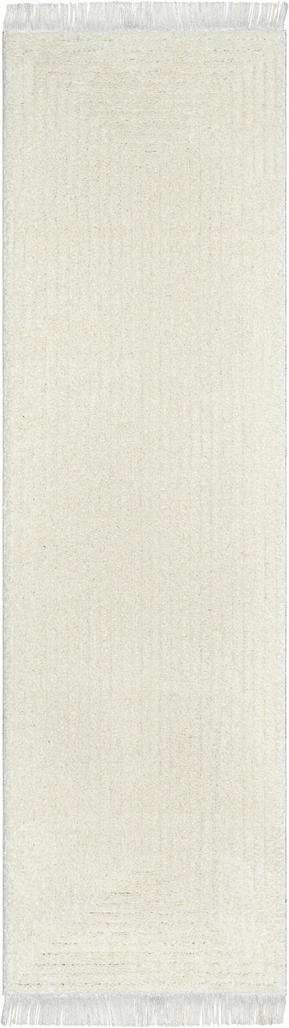 Monroe Solid & Striped Textured Ivory Ultra Soft High-Low Shag Rug