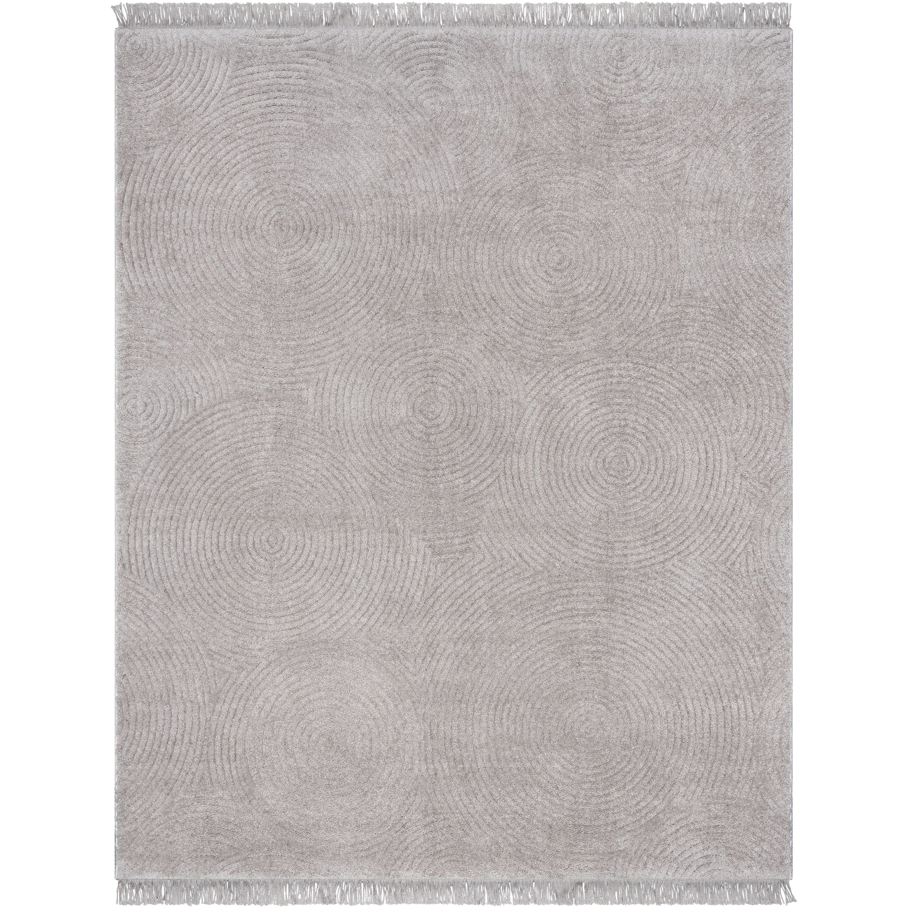 Pike Geometric Textured Taupe Ivory Ultra Soft High-Low Shag Rug