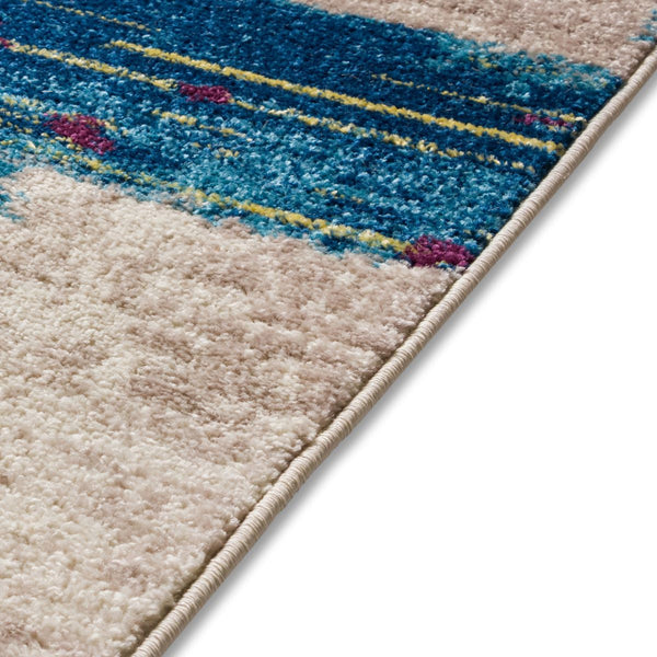 Central Park Blue Abstract Brushstrokes Rug 3'11" x 5'3"