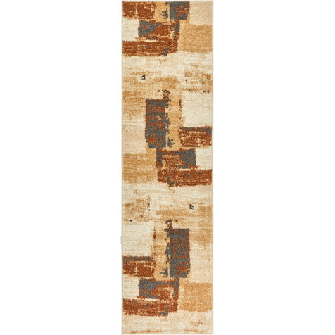Central Park Brown Abstract Brushstrokes Rug