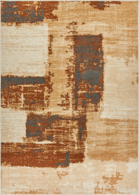 Central Park Brown Abstract Brushstrokes Rug