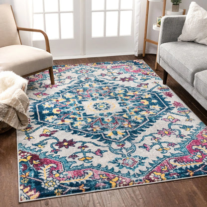 Gwendolyn Multi Bohemian Oriental Medallion 5'3" x 7'3" Rug Well Woven