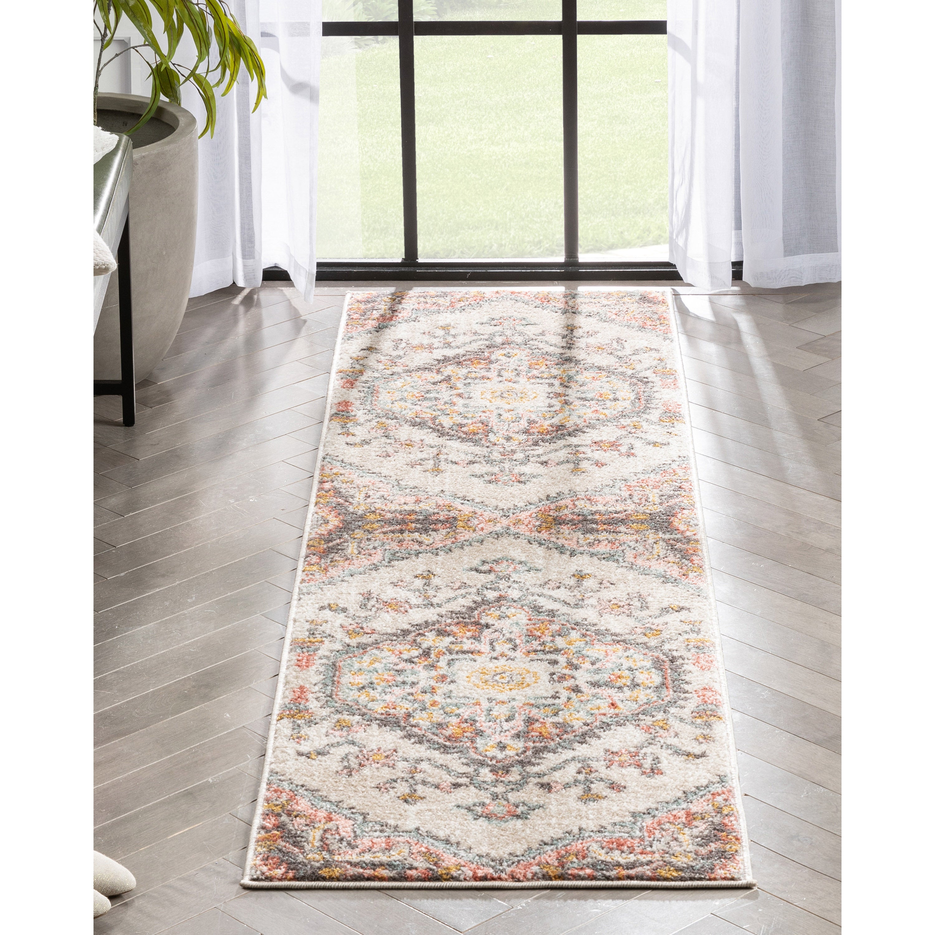 Gwendolyn Blush Bohemian Oriental Medallion Rug