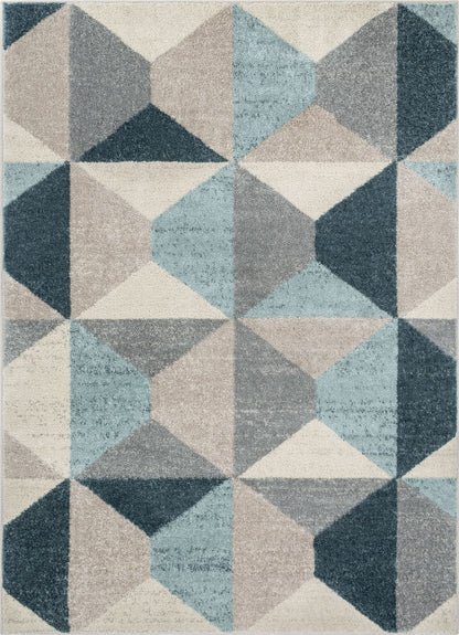 Zeke Blue Mid-Century Modern Geometric Rug