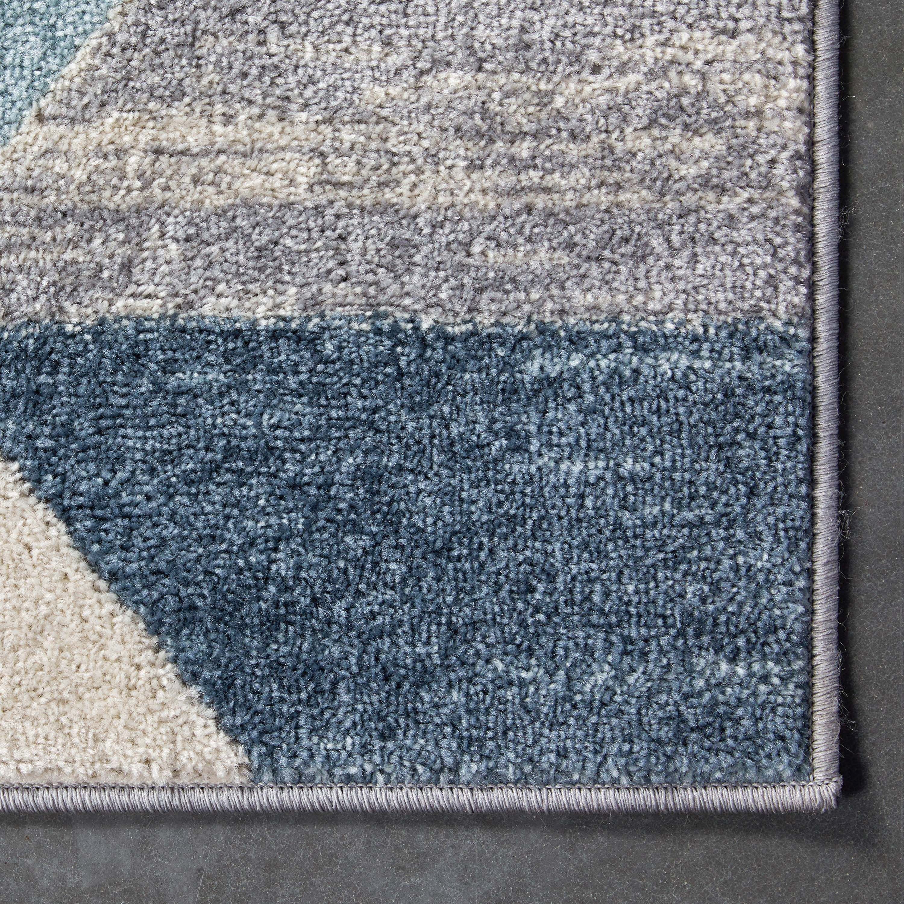 Maddox Blue Modern Geometric Rug Well Woven