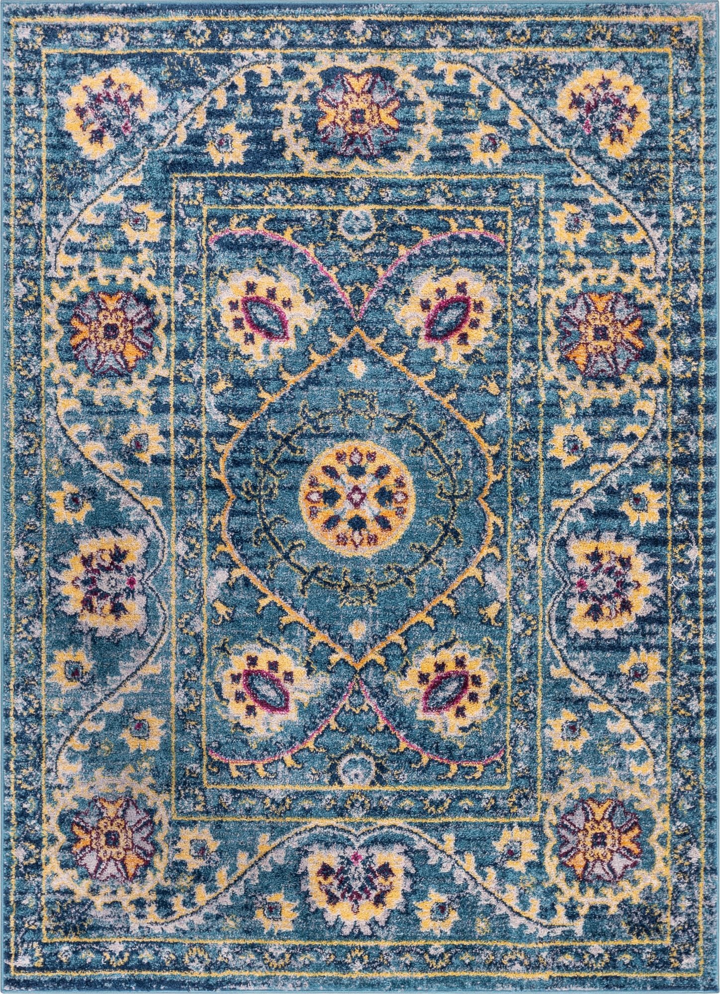 Mae Blue Modern Bohemian 7'10" x 9'10" Rug