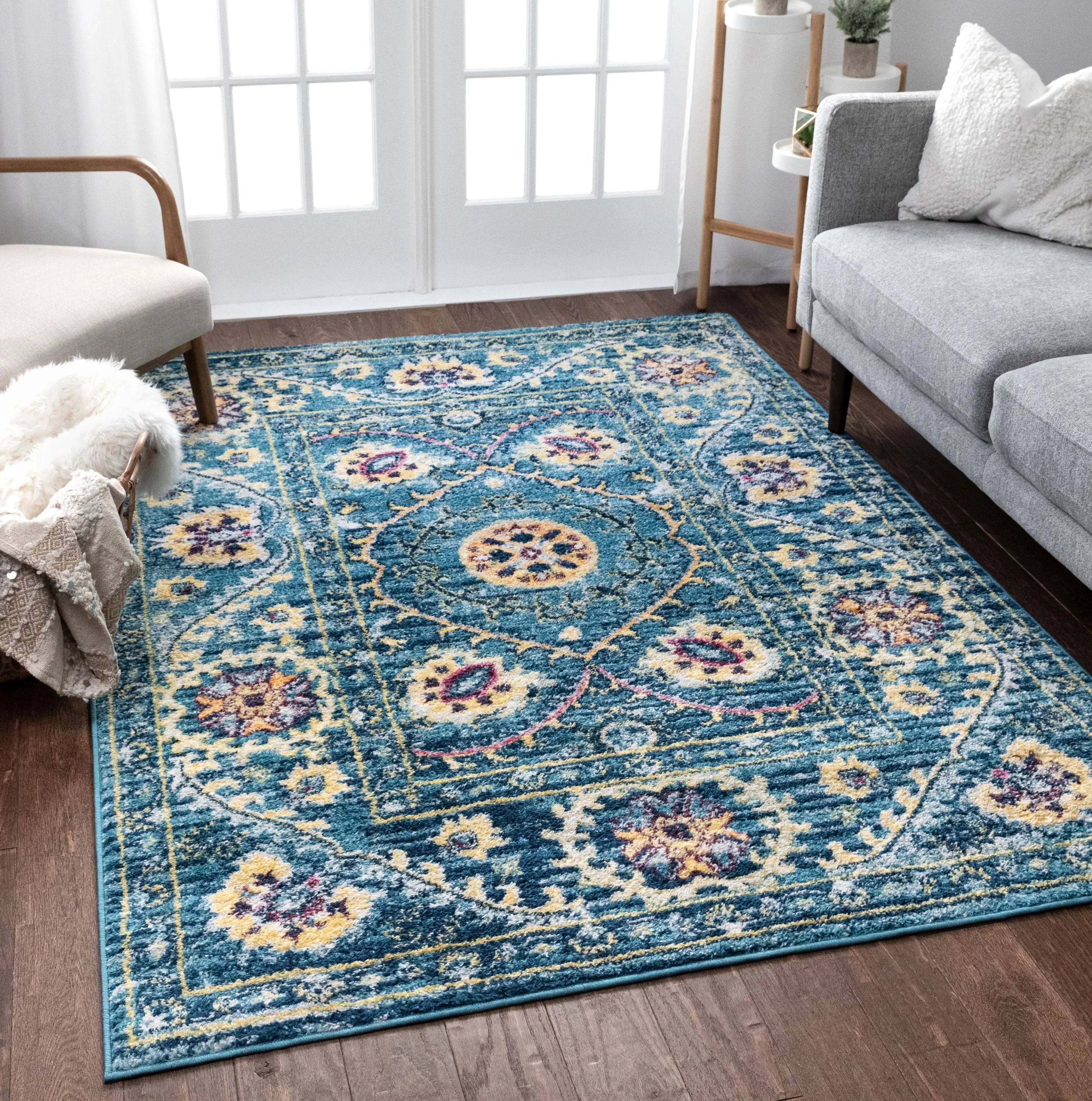 Mae Blue Modern Bohemian 7'10" x 9'10" Rug Well Woven