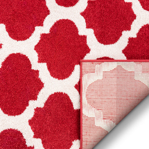 Zoe Red Modern Trellis Rug