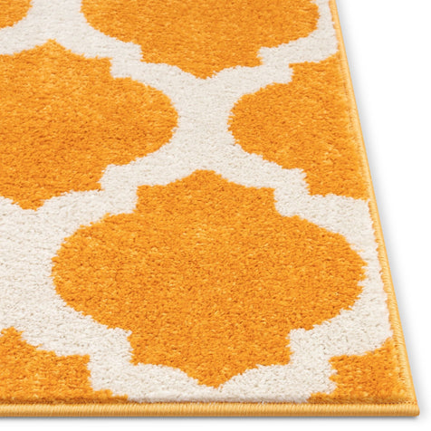 Zoe Orange Modern Trellis Rug
