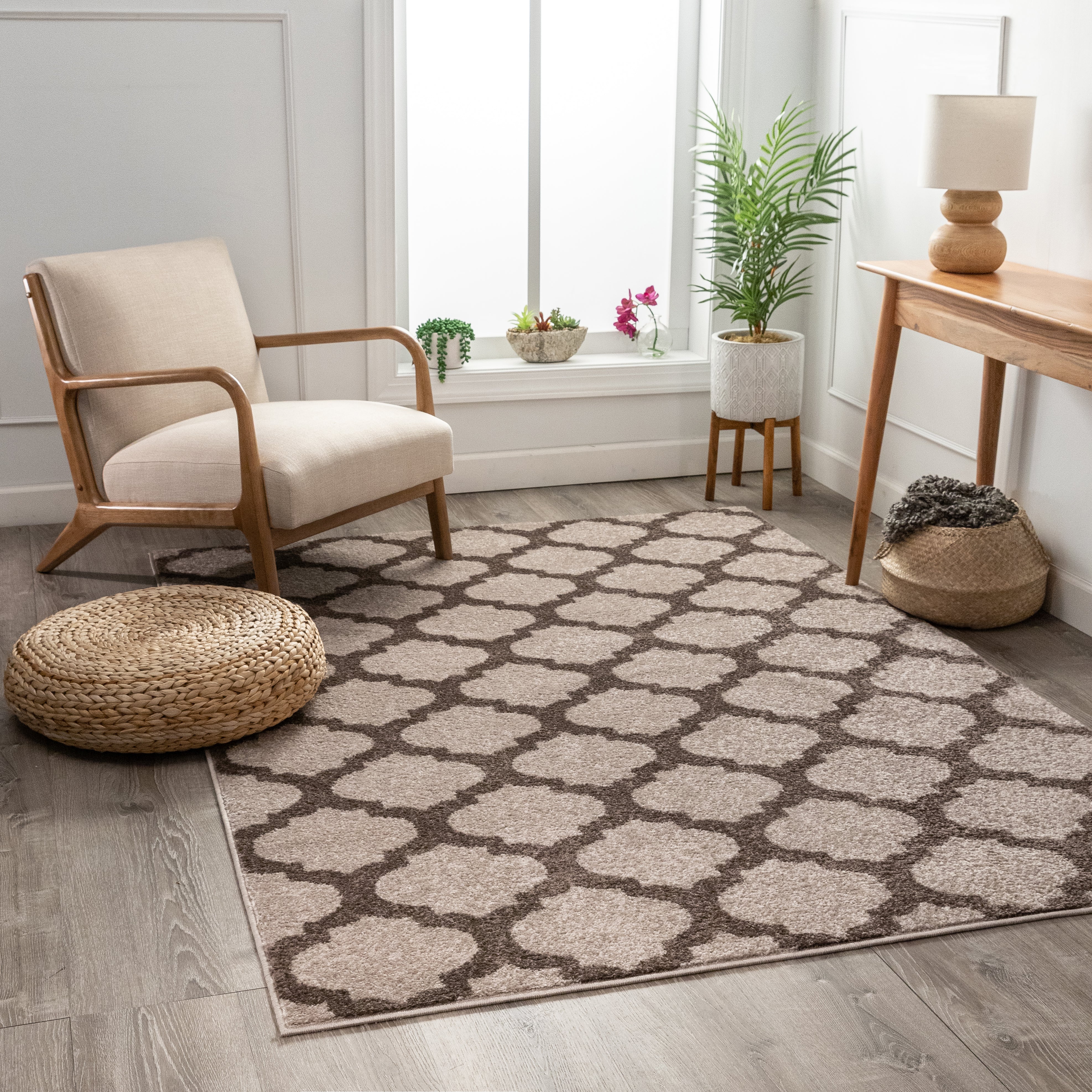 Zoe Natural Modern Trellis Rug