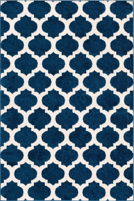 Zoe Blue Modern Trellis Rug