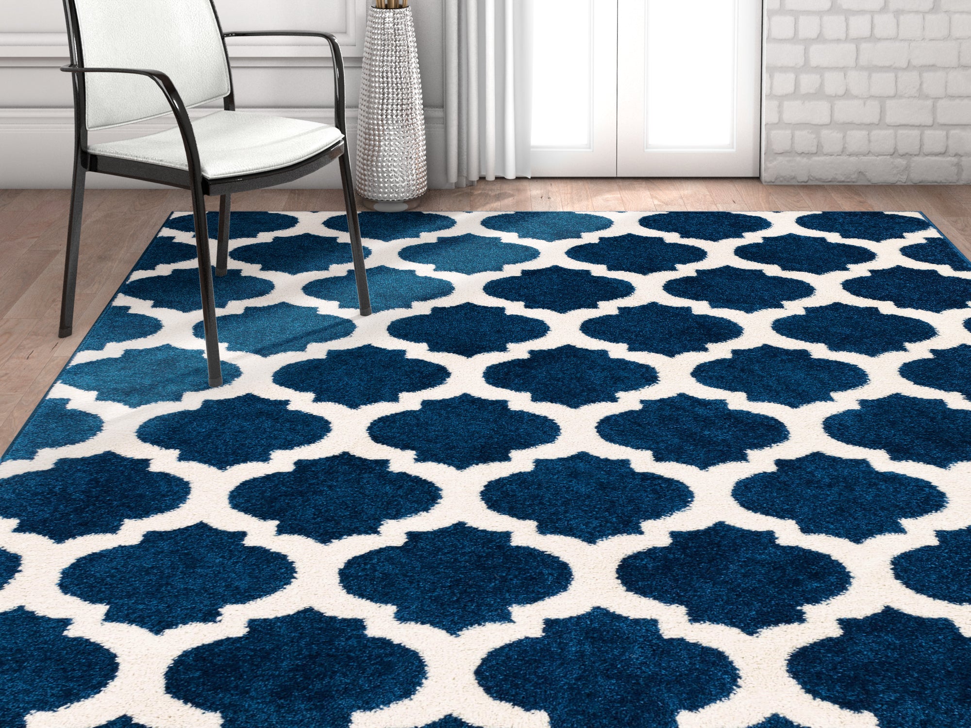 Zoe Blue Modern Trellis Rug