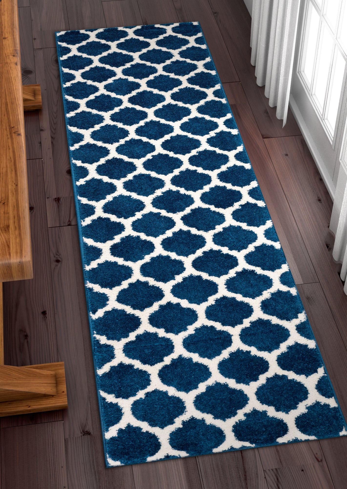 Zoe Blue Modern Trellis Rug