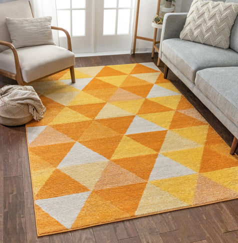Alvin Orange Modern Geometric Rug