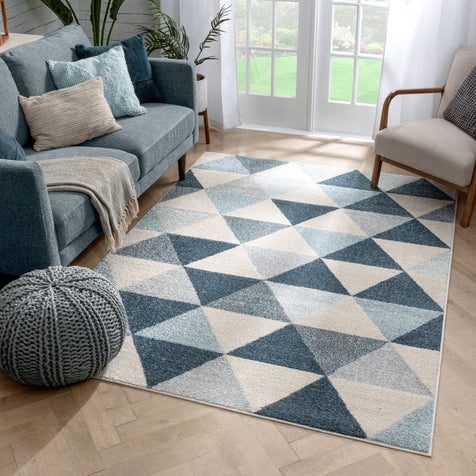 Alvin Dark Blue Mid-Century Modern Rug