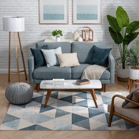 Alvin Dark Blue Mid-Century Modern Rug