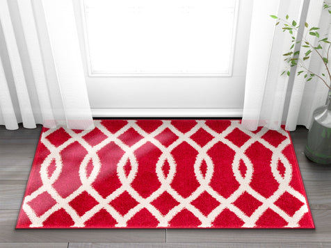 Poofy Red Modern Trellis Rug