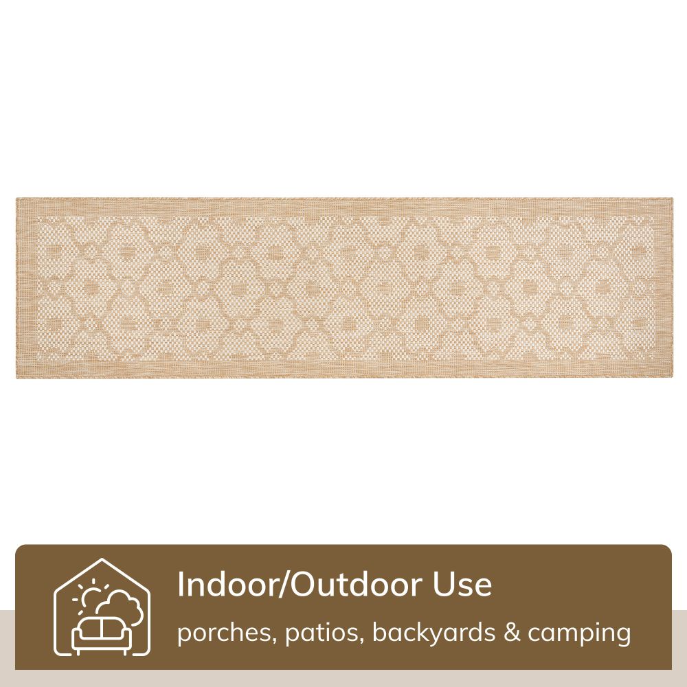 Sol Nordic Lattice Trellis Indoor Outdoor Beige Flatweave Rug