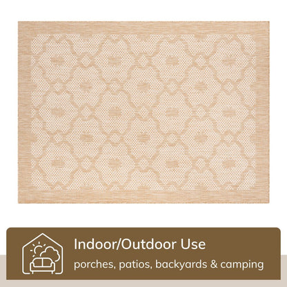 Sol Nordic Lattice Trellis Indoor Outdoor Beige Flatweave Rug