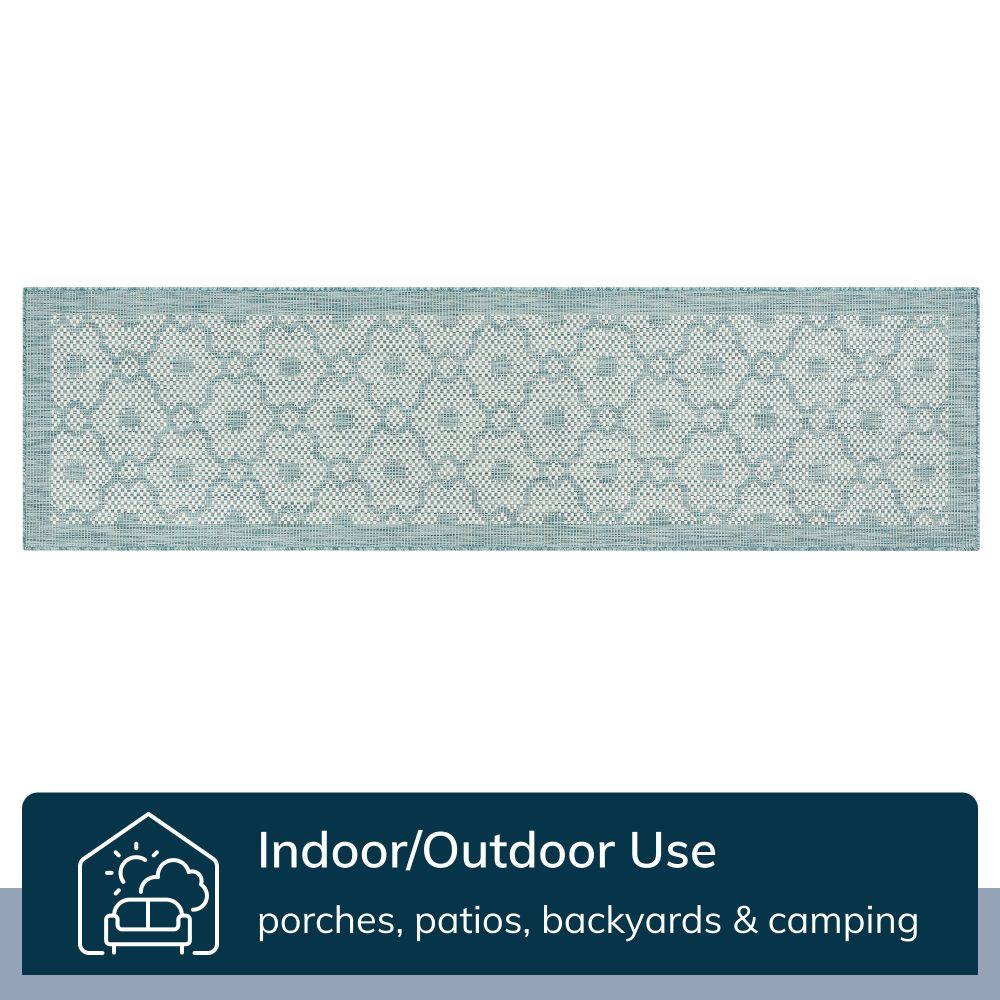 Sol Nordic Lattice Trellis Indoor Outdoor Light Blue Flatweave Rug