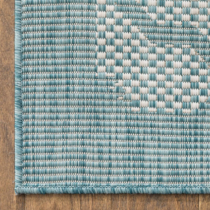 Sol Nordic Lattice Trellis Indoor Outdoor Light Blue Flatweave Rug