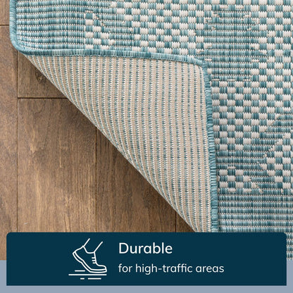 Sol Nordic Lattice Trellis Indoor Outdoor Light Blue Flatweave Rug