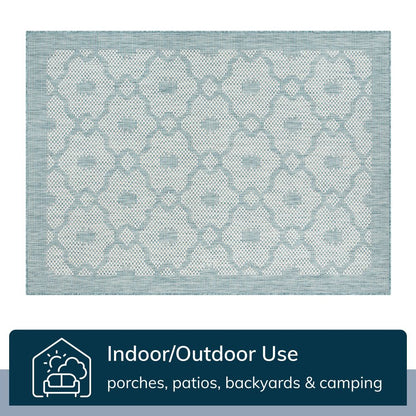 Sol Nordic Lattice Trellis Indoor Outdoor Light Blue Flatweave Rug