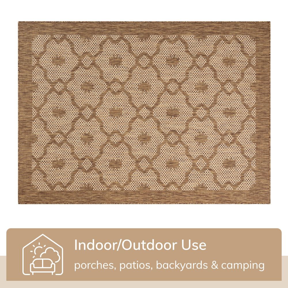 Sol Lattice Trellis Indoor Outdoor Brown Flatweave 7'10" x 9'10" Rug