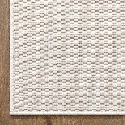 Leif Nordic Geometric Pattern Indoor Outdoor Ivory Flatweave Rug