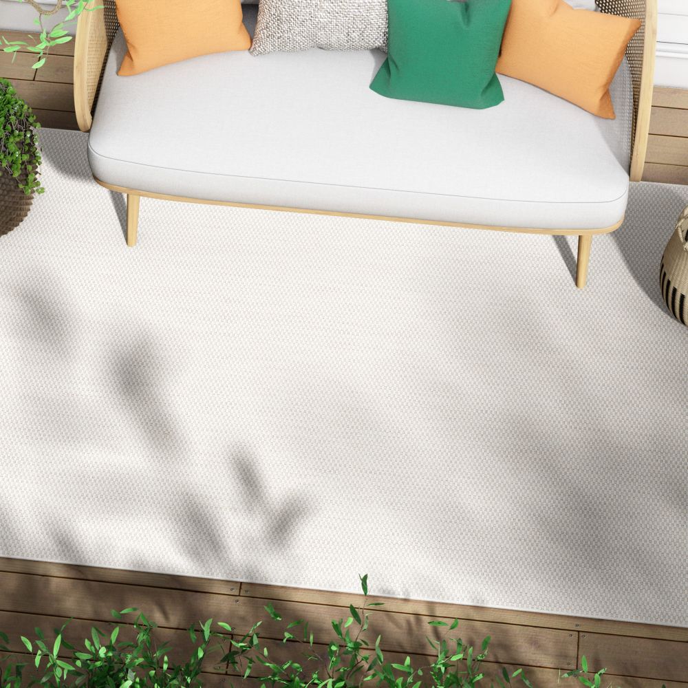 Leif Nordic Geometric Pattern Indoor Outdoor Ivory Flatweave Rug