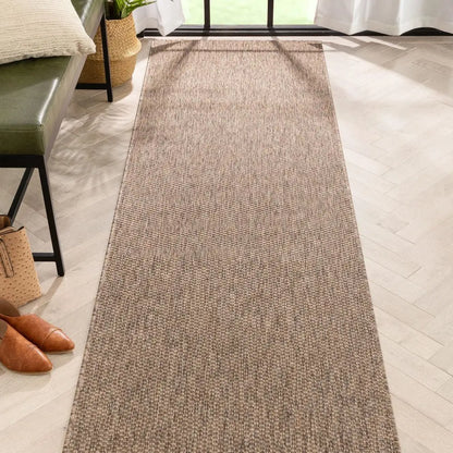 Leif Nordic Geometric Indoor Outdoor Taupe Flatweave 5'3" x 7'3" Rug Well Woven