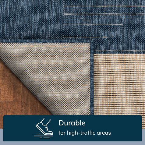 Thor Geometric Indoor Outdoor Blue Flatweave Rug