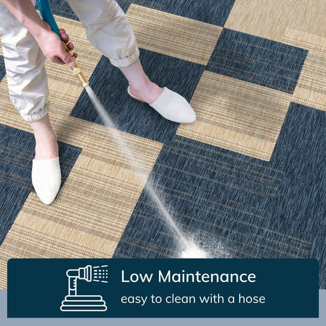 Thor Geometric Indoor Outdoor Blue Flatweave Rug