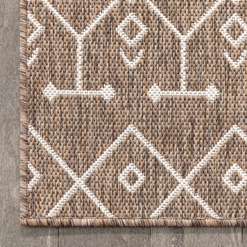 Nord Moroccan Tribal Indoor Outdoor Taupe Flatweave Rug