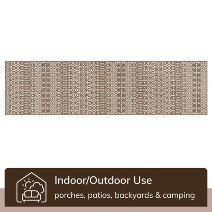 Nord Moroccan Tribal Indoor Outdoor Taupe Flatweave Rug