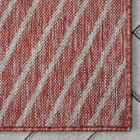 Linden Modern Stripes Indoor/Outdoor Red Flat-Weave Rug