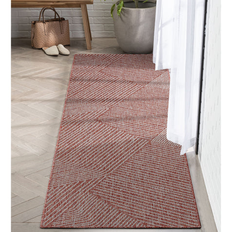 Linden Modern Stripes Indoor/Outdoor Red Flat-Weave Rug