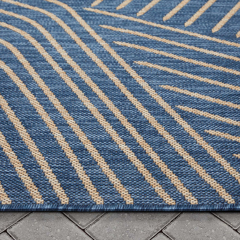 Linden Modern Stripes Indoor/Outdoor Blue Flat-Weave Rug
