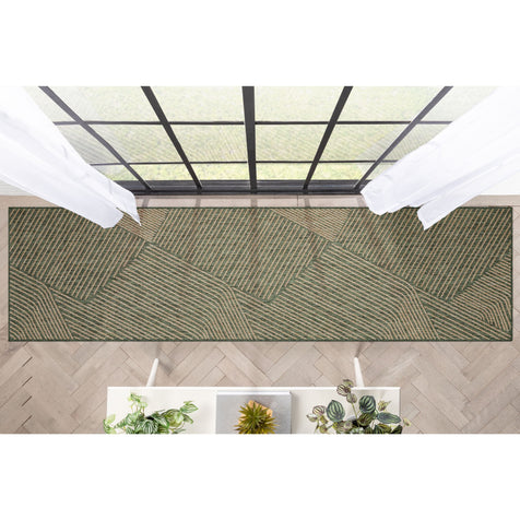Linden Modern Stripes Indoor/Outdoor Green Flat-Weave Rug