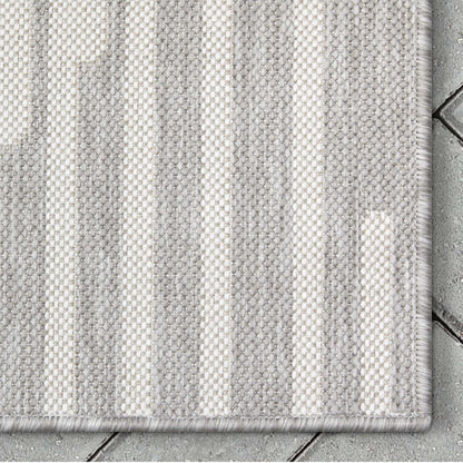 Alder Modern Stripes Indoor/Outdoor Ivory Grey Flat-Weave Rug