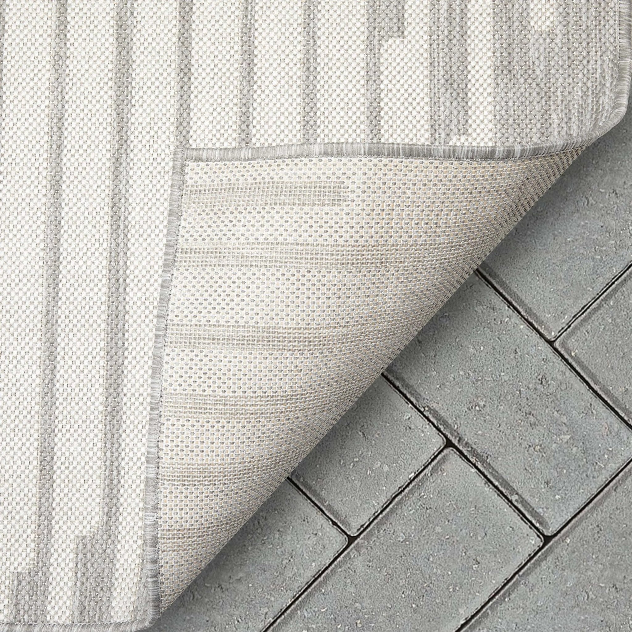 Alder Modern Stripes Indoor/Outdoor Ivory Grey Flat-Weave Rug Well Woven