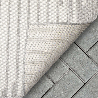 Alder Modern Stripes Indoor/Outdoor Ivory Grey Flat-Weave Rug