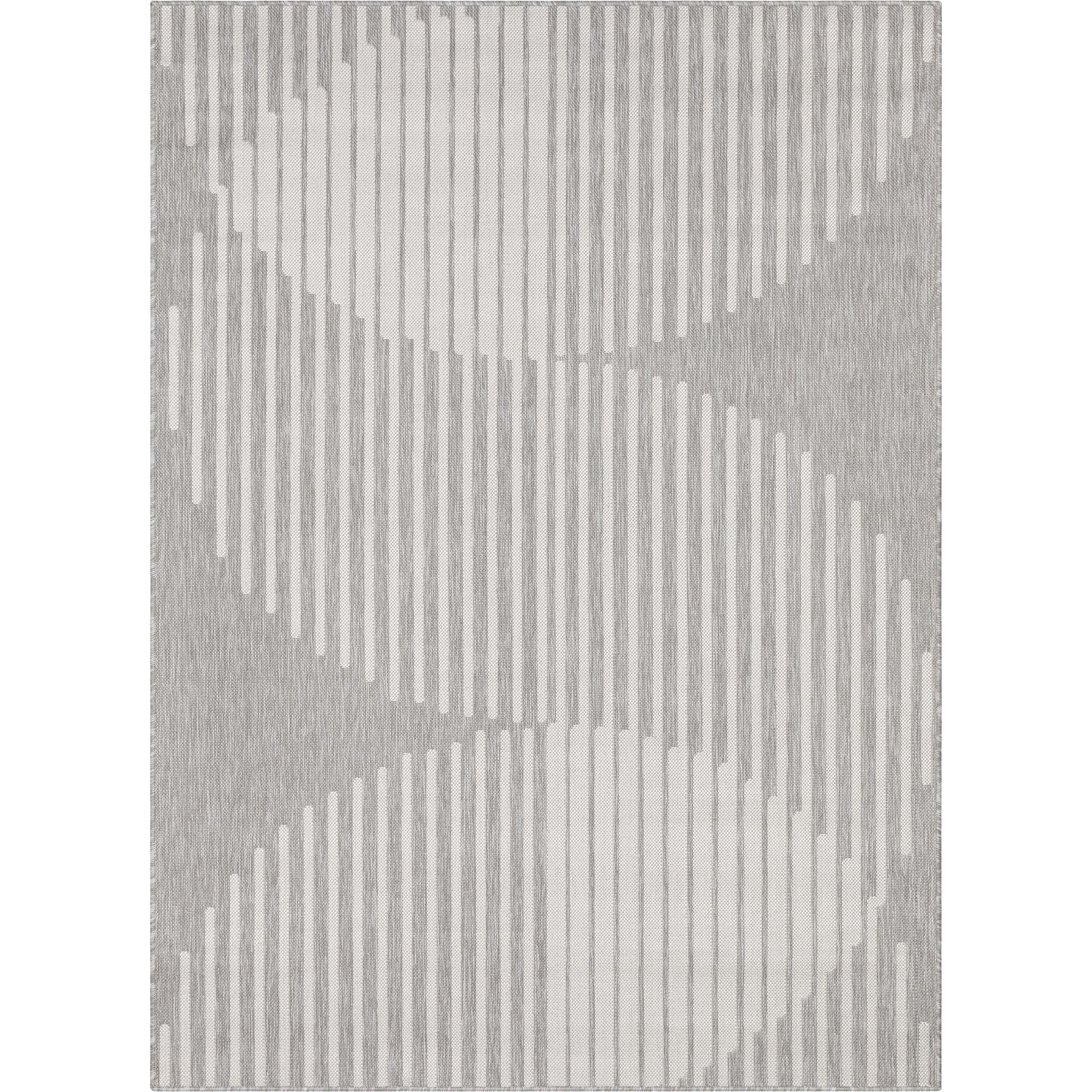 Alder Modern Stripes Indoor/Outdoor Ivory Grey Flat-Weave Rug