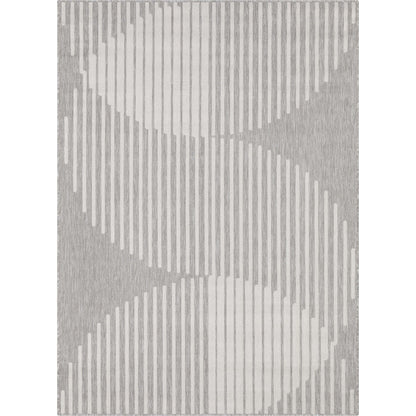 Alder Modern Stripes Indoor/Outdoor Ivory Grey Flat-Weave Rug