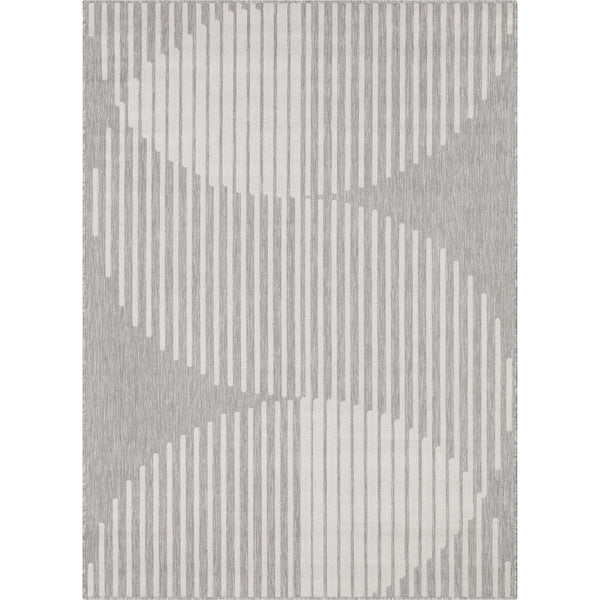 Alder Modern Stripes Indoor/Outdoor Ivory Grey Flat-Weave Rug
