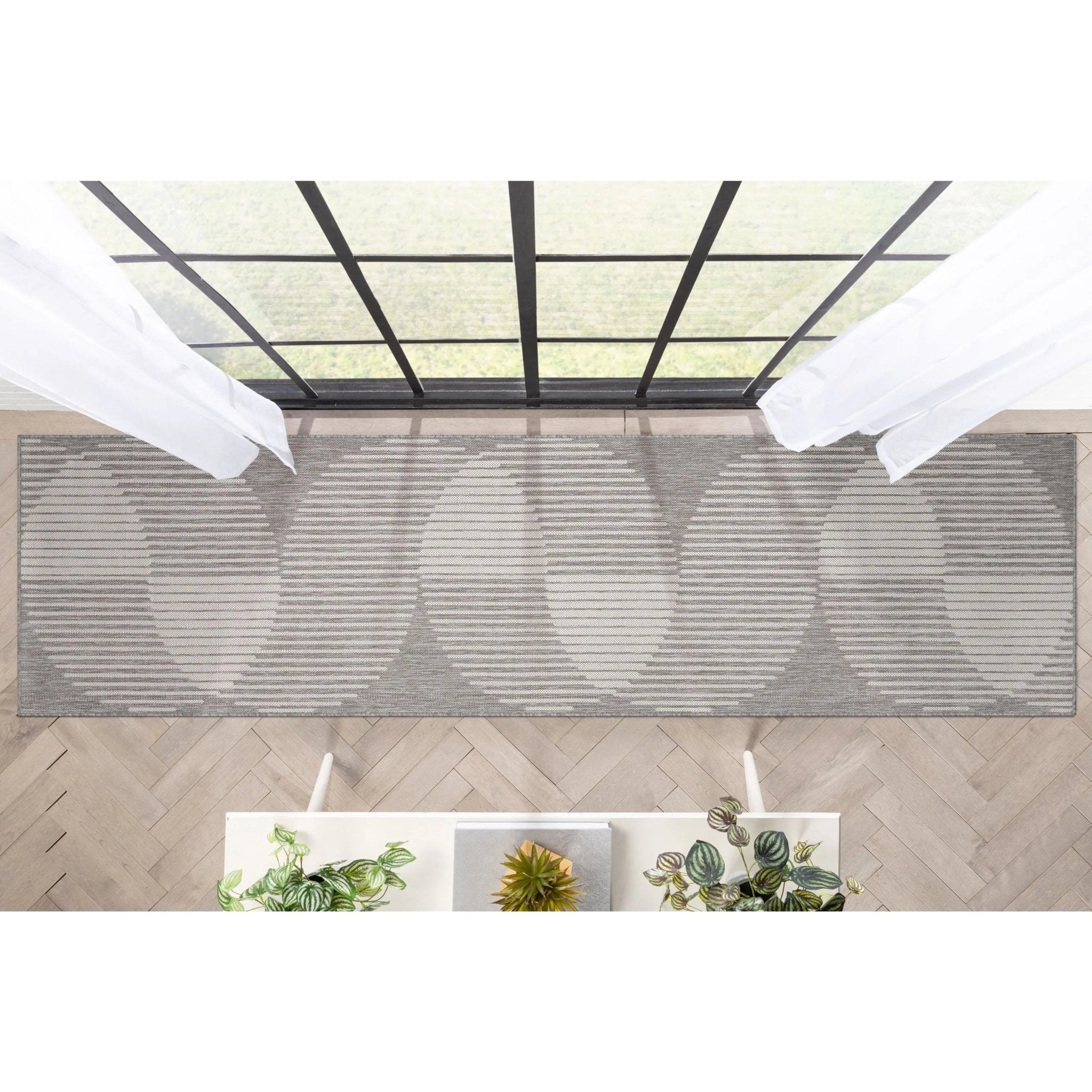 Alder Modern Stripes Indoor/Outdoor Ivory Grey Flat-Weave Rug Well Woven