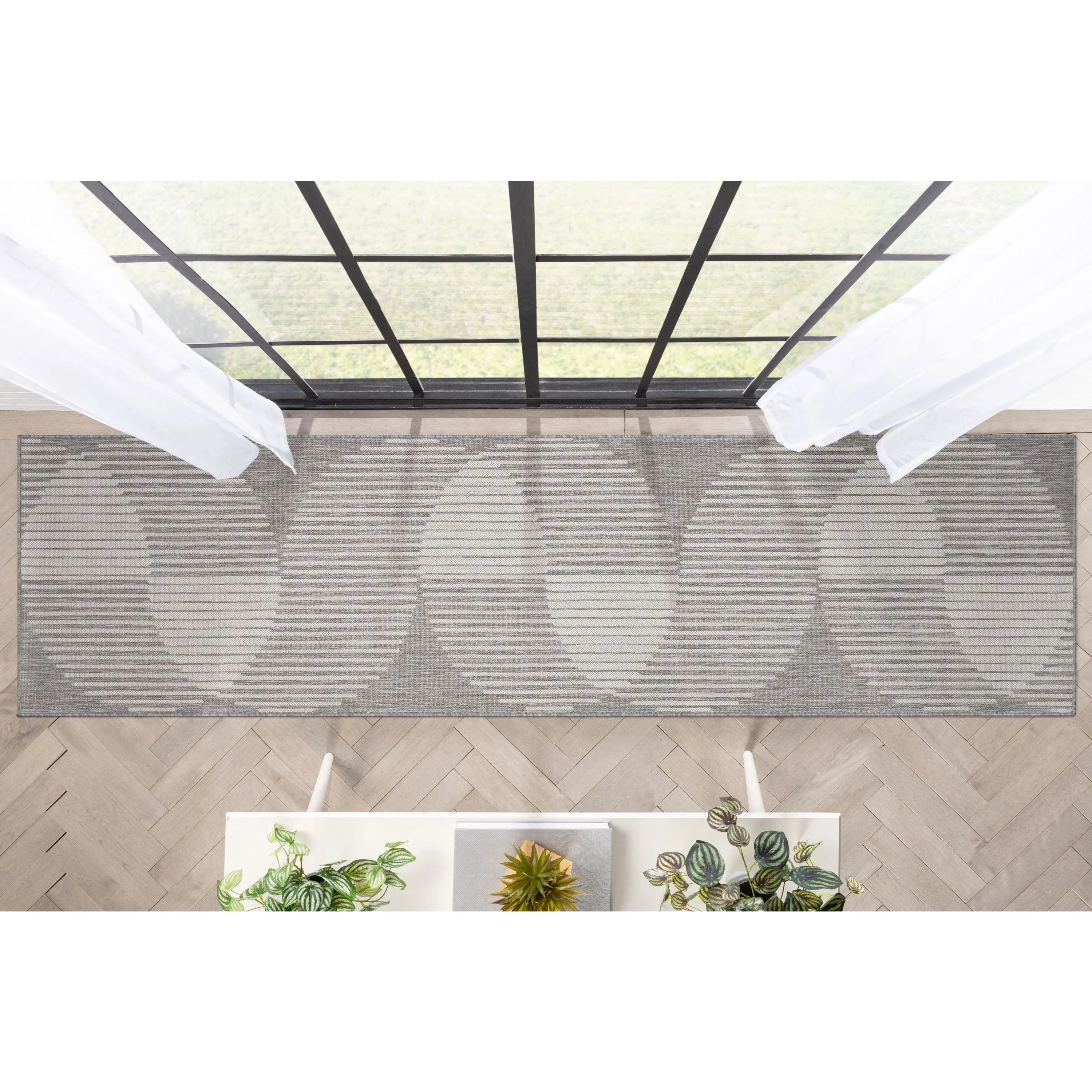 Alder Modern Stripes Indoor/Outdoor Ivory Grey Flat-Weave Rug Well Woven