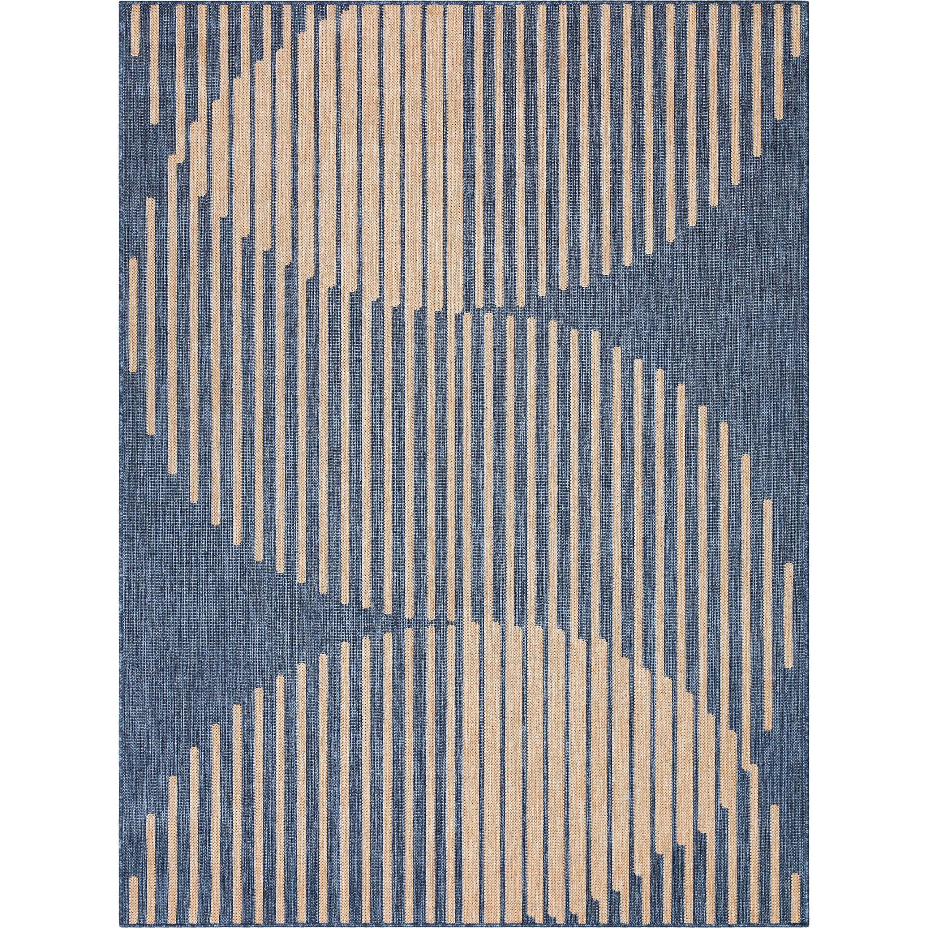 Alder Modern Stripes Indoor/Outdoor Blue Flat-Weave Rug